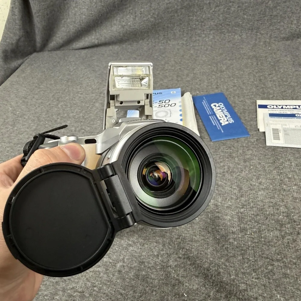 Olympus IS-500 35mm SLR Film Camera 28-120mm 4x Silver Tested‎ Working